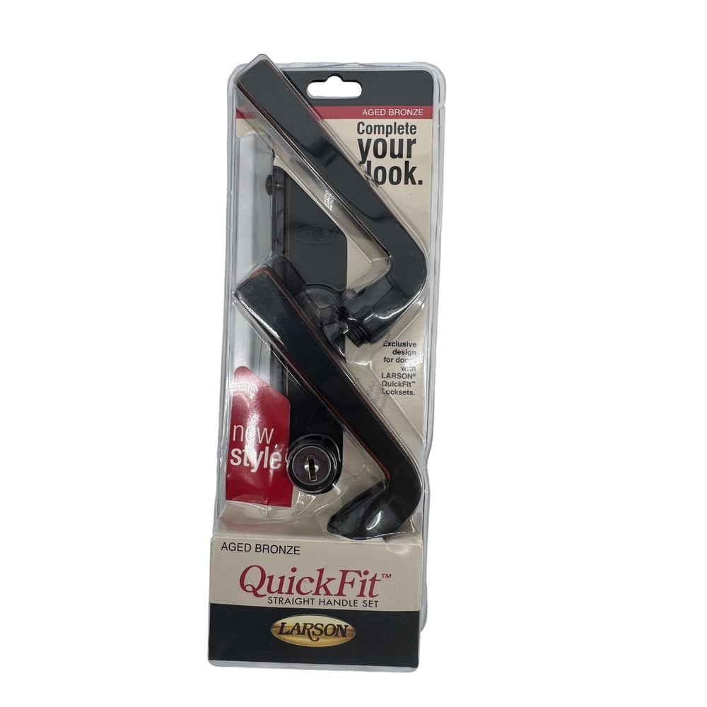 Larson QuickFit Straight Handle Set Storm Door Aged Bronze 20298957 Keyed NEW